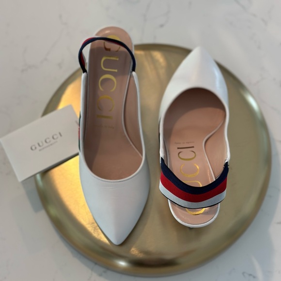 Gucci x Sylvie Web White Leather Heel - Picture 4 of 7